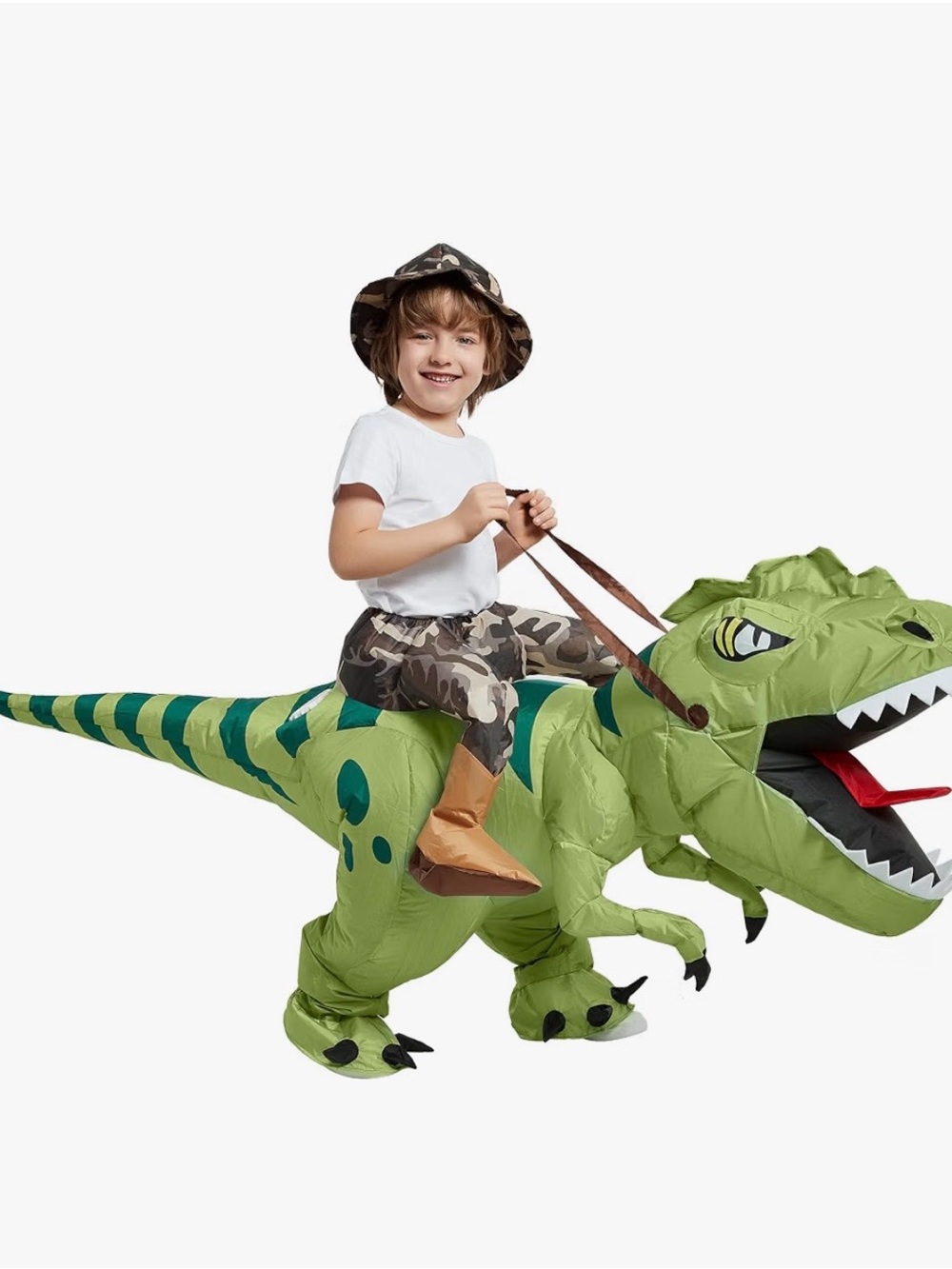 Inflatable Green Dinosaur Ride-On Costume for Kids